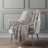 50" X 70" Brown And Beige Damask Polyester Woven Plush Throw Blanket - HomeRoots - Flyclothing LLC