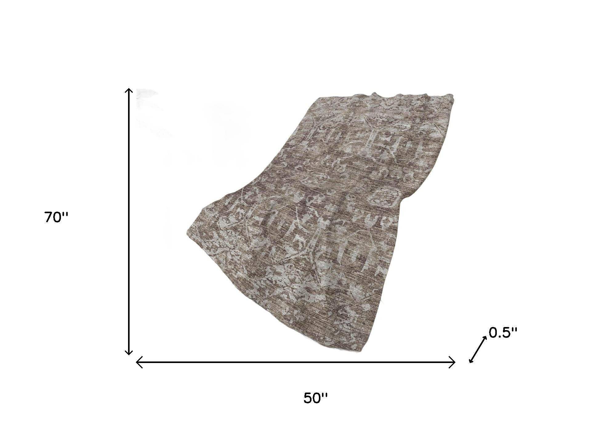 50" X 70" Brown And Beige Damask Polyester Woven Plush Throw Blanket - HomeRoots - Flyclothing LLC