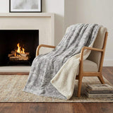 50" X 70" Gray And Ivory Damask Polyester Woven Plush Throw Blanket - HomeRoots - Flyclothing LLC