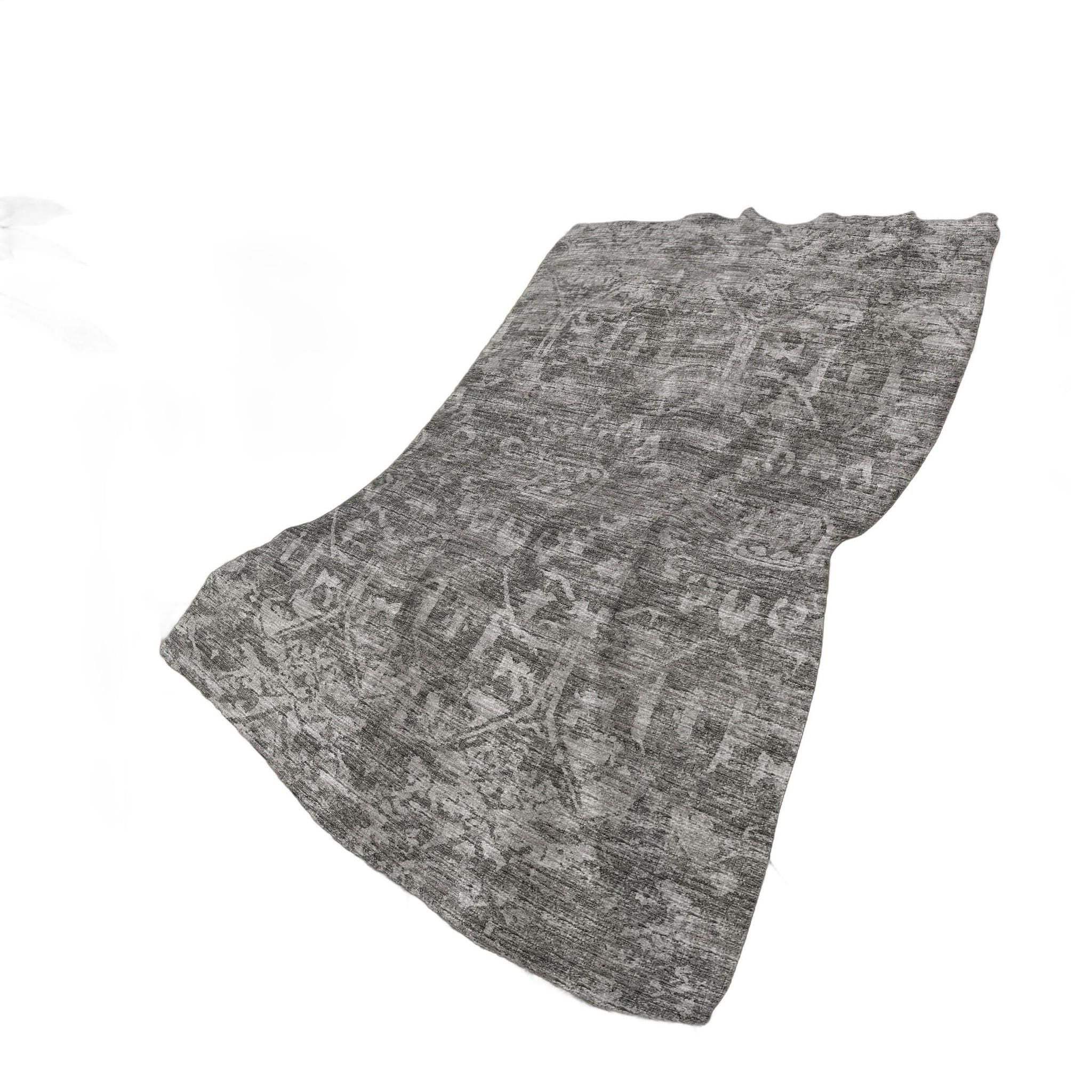 50" X 70" Charcoal And Gray Damask Polyester Woven Plush Throw Blanket - HomeRoots - Flyclothing LLC