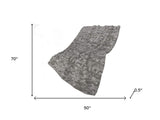 50" X 70" Charcoal And Gray Damask Polyester Woven Plush Throw Blanket - HomeRoots - Flyclothing LLC