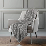 50" X 70" Charcoal And Gray Damask Polyester Woven Plush Throw Blanket - Homeroots - Flyclothing LLC