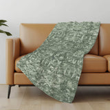 50" X 70" Green And Gray Damask Polyester Woven Plush Throw Blanket - HomeRoots - Flyclothing LLC
