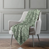 50" X 70" Green And Gray Damask Polyester Woven Plush Throw Blanket - Homeroots - Flyclothing LLC