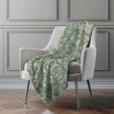 50" X 70" Green And Gray Damask Polyester Woven Plush Throw Blanket - HomeRoots - Flyclothing LLC