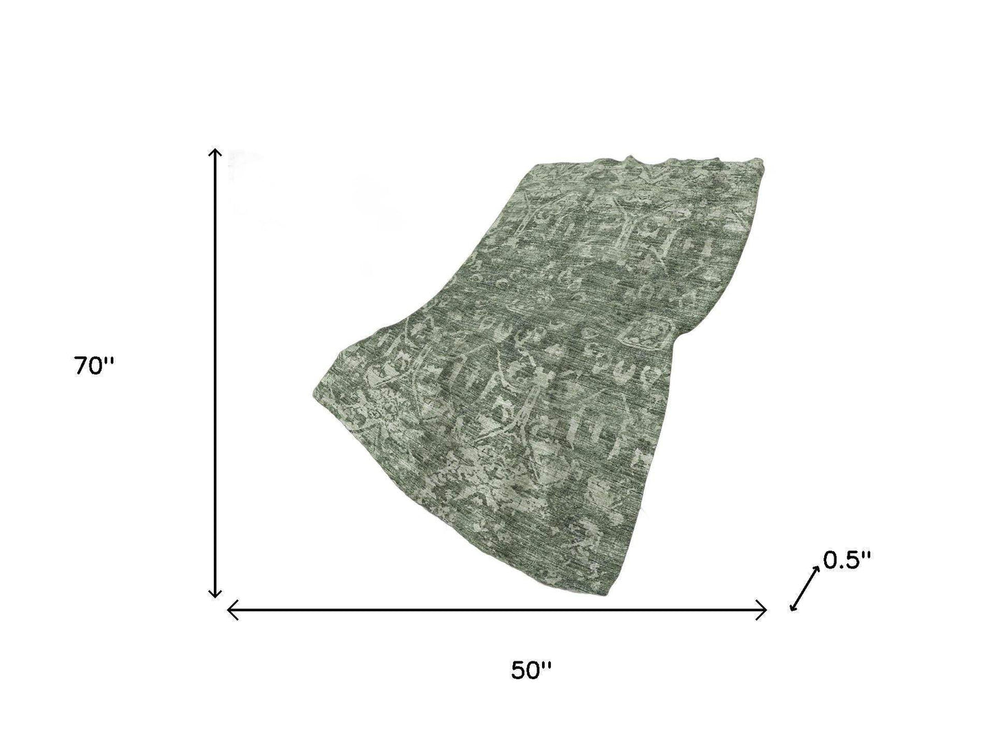 50" X 70" Green And Gray Damask Polyester Woven Plush Throw Blanket - HomeRoots - Flyclothing LLC