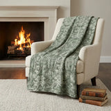 50" X 70" Green And Gray Damask Polyester Woven Plush Throw Blanket - Homeroots - Flyclothing LLC