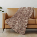 50" X 70" Chocolate And Beige Damask Polyester Woven Plush Throw Blanket - HomeRoots - Flyclothing LLC