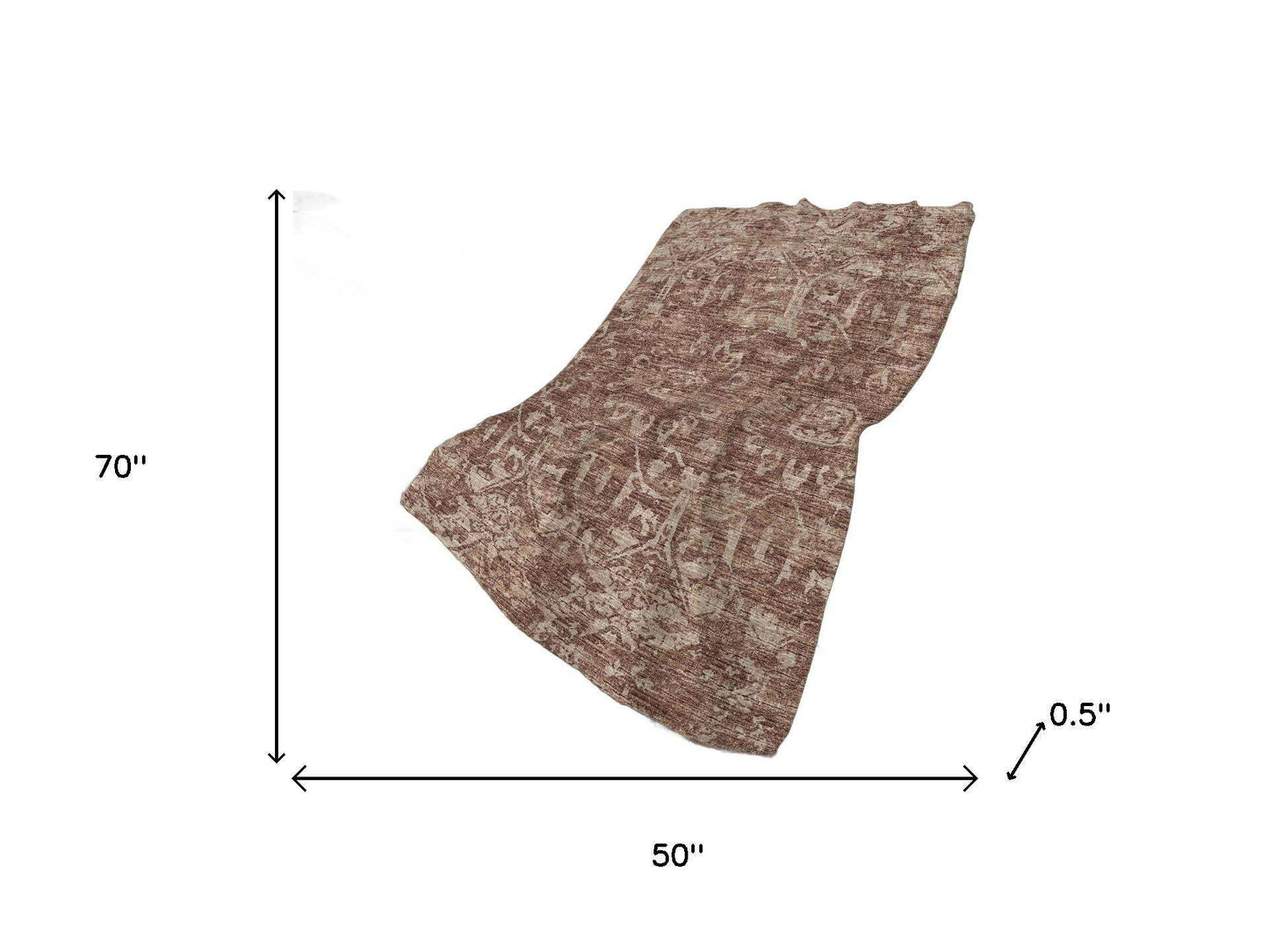 50" X 70" Chocolate And Beige Damask Polyester Woven Plush Throw Blanket - HomeRoots - Flyclothing LLC