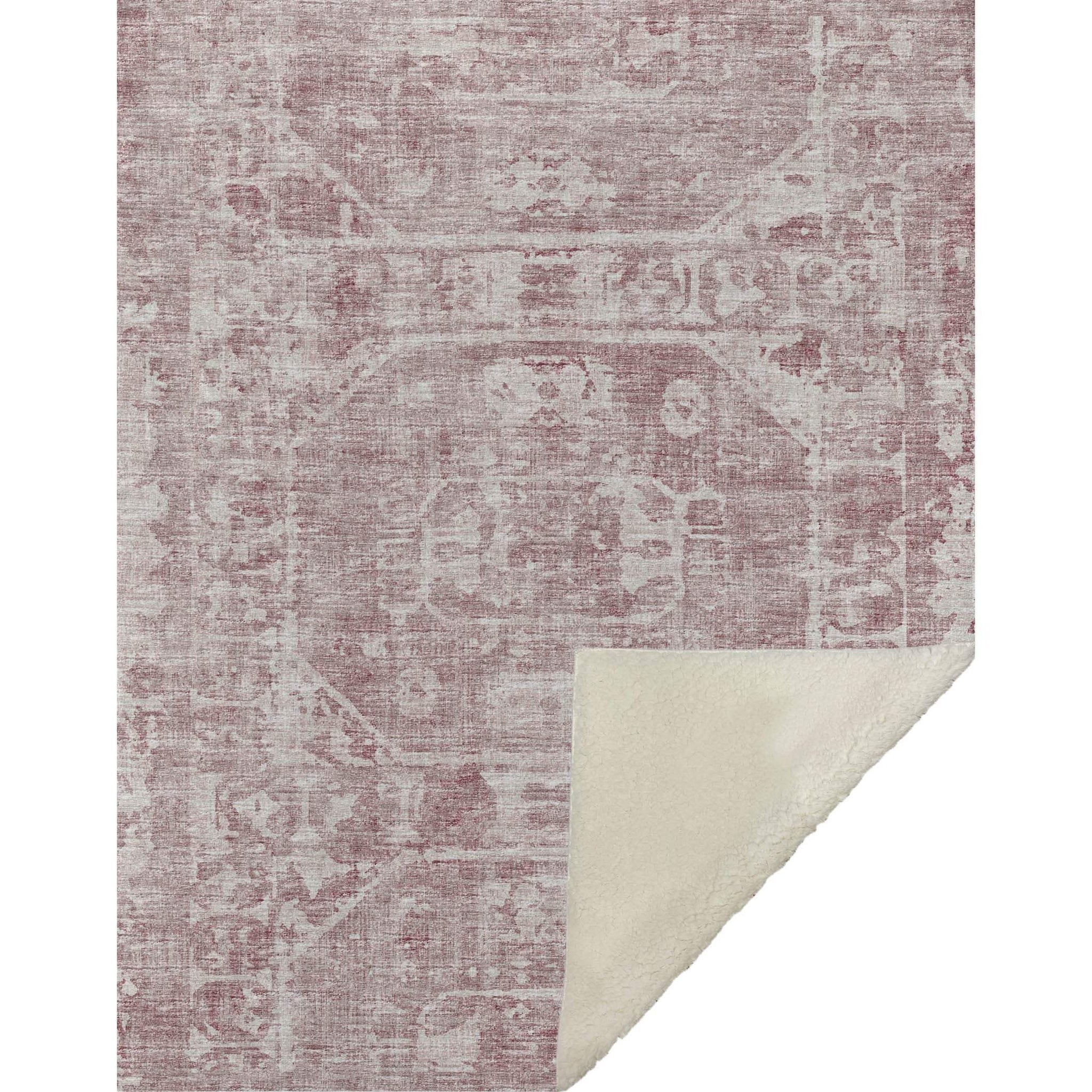 50" X 70" Pink And Ivory Damask Microfiber Plush Throw Blanket - Homeroots - Flyclothing LLC