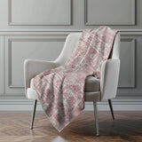 50" X 70" Pink And Ivory Damask Microfiber Plush Throw Blanket - Homeroots - Flyclothing LLC