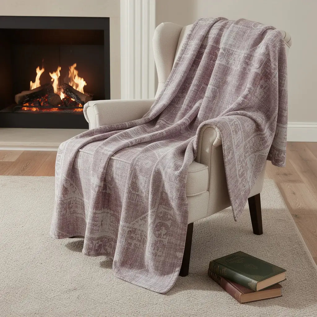 50" X 70" Pink And Ivory Damask Microfiber Plush Throw Blanket - Homeroots - Flyclothing LLC