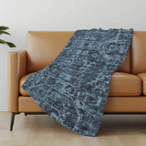 50" X 70" Navy Blue And Gray Damask Polyester Woven Plush Throw Blanket - Homeroots - Flyclothing LLC