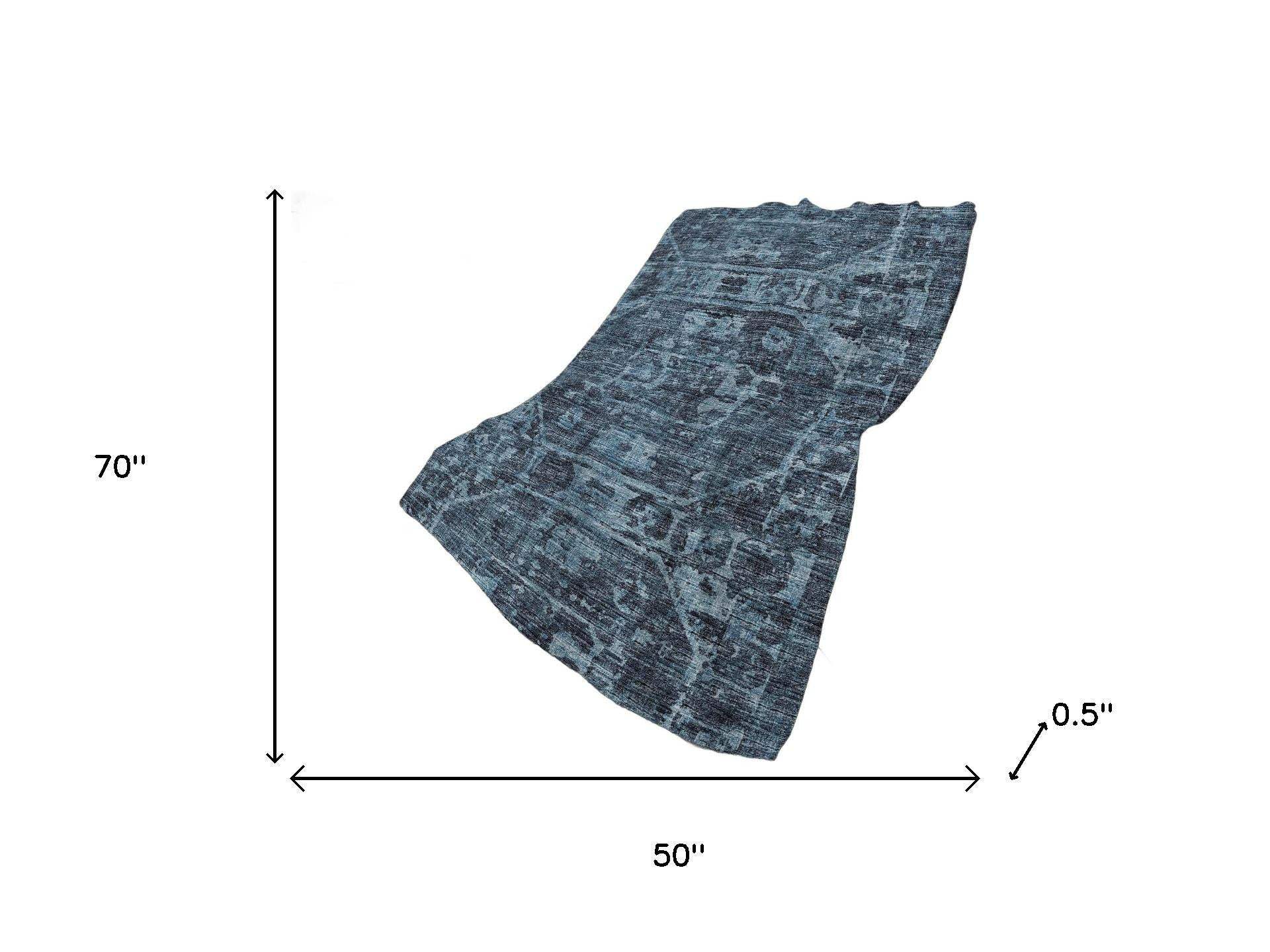50" X 70" Navy Blue And Gray Damask Polyester Woven Plush Throw Blanket - HomeRoots - Flyclothing LLC