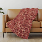 50" X 70" Red And Maroon Damask Polyester Woven Plush Throw Blanket - HomeRoots - Flyclothing LLC