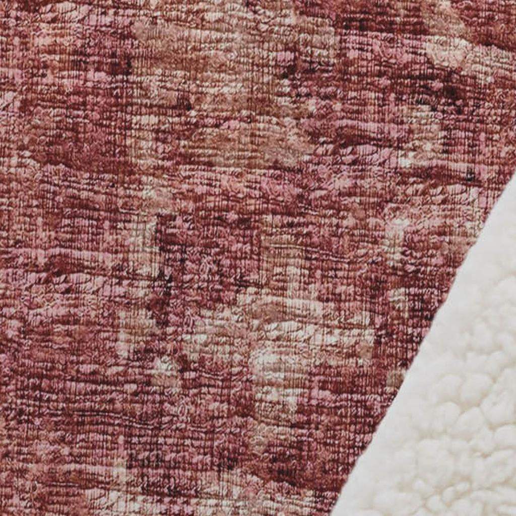 50" X 70" Red And Maroon Damask Polyester Woven Plush Throw Blanket - HomeRoots - Flyclothing LLC