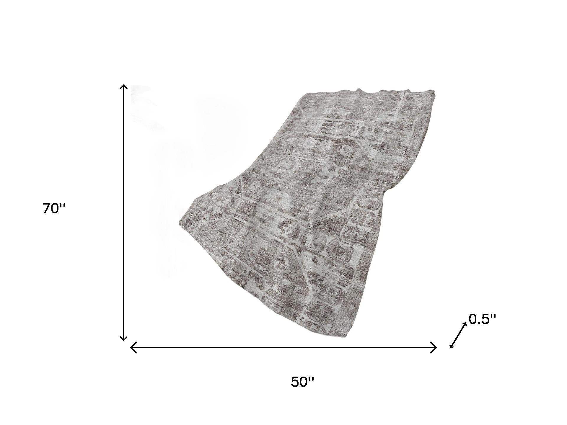 50" X 70" Gray And Charcoal Damask Polyester Woven Plush Throw Blanket - HomeRoots - Flyclothing LLC