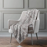 50" X 70" Gray And Charcoal Damask Polyester Woven Plush Throw Blanket - HomeRoots - Flyclothing LLC