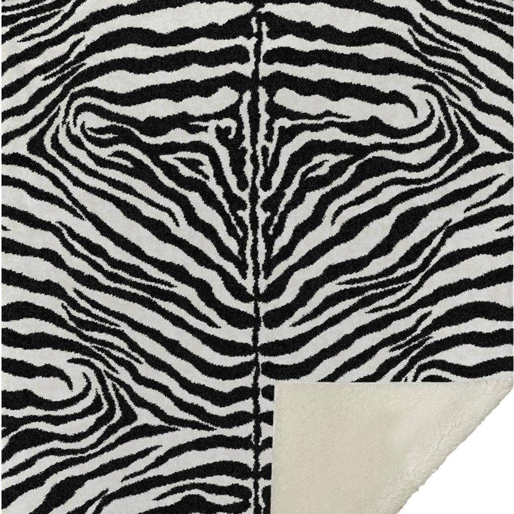 50" X 70" Black And Ivory Zebra Microfiber Plush Throw Blanket - Homeroots - Flyclothing LLC