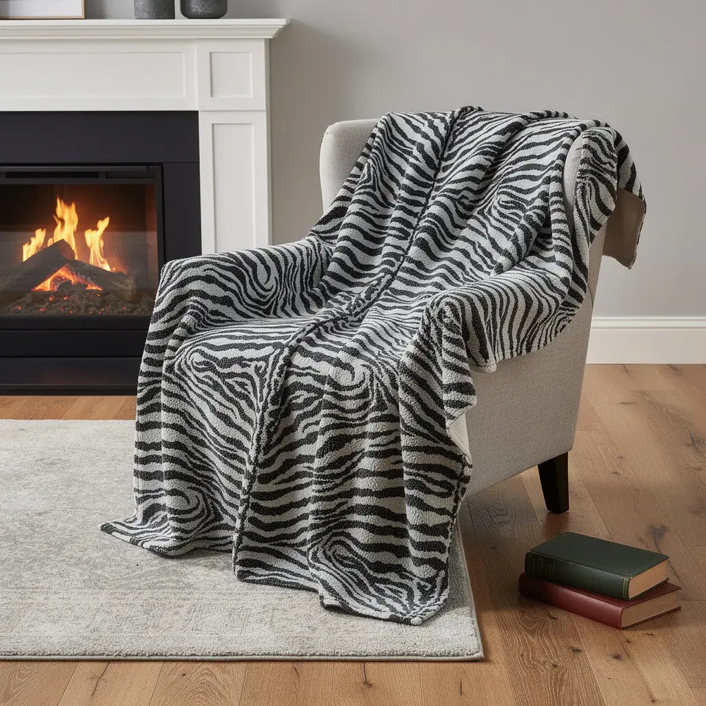 50" X 70" Black And Ivory Zebra Microfiber Plush Throw Blanket - Homeroots - Flyclothing LLC