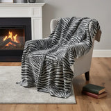 50" X 70" Black And Ivory Zebra Microfiber Plush Throw Blanket - Homeroots - Flyclothing LLC