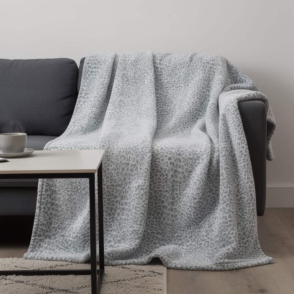 50" X 70" Gray And Ivory Leopard Microfiber Plush Throw Blanket - Homeroots - Flyclothing LLC