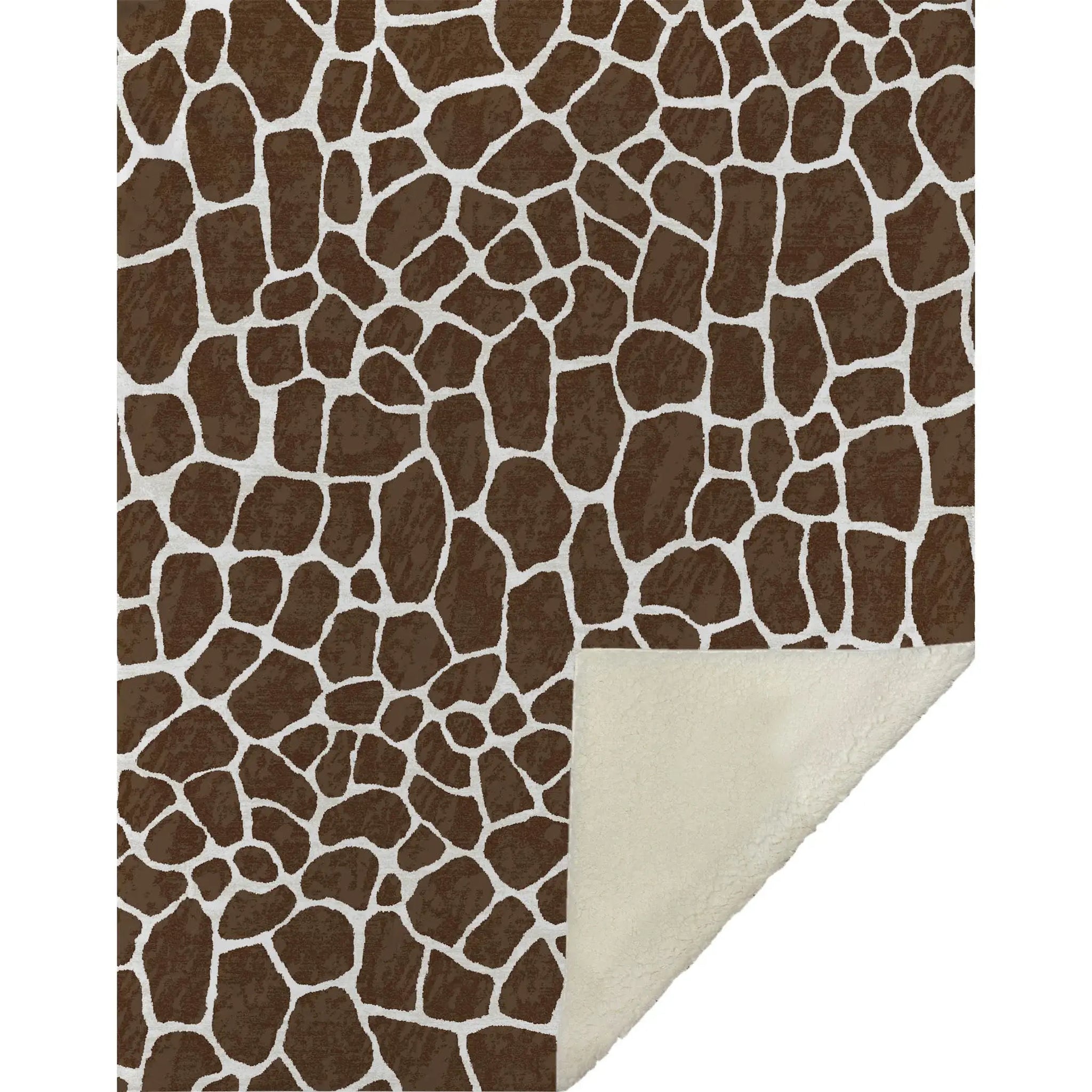 50" X 70" Coffee And Ivory Giraffe Microfiber Plush Throw Blanket - Homeroots - Flyclothing LLC