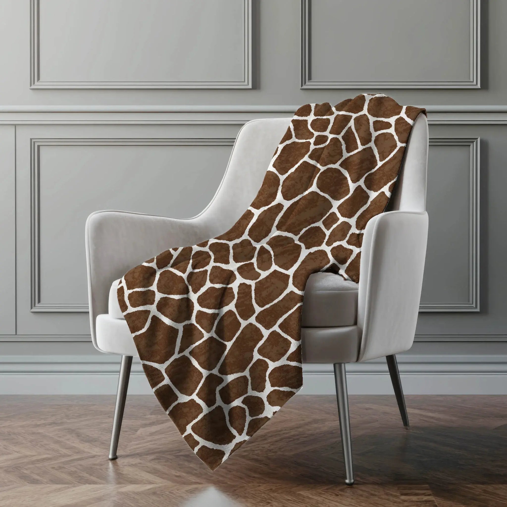 50" X 70" Coffee And Ivory Giraffe Microfiber Plush Throw Blanket - Homeroots - Flyclothing LLC
