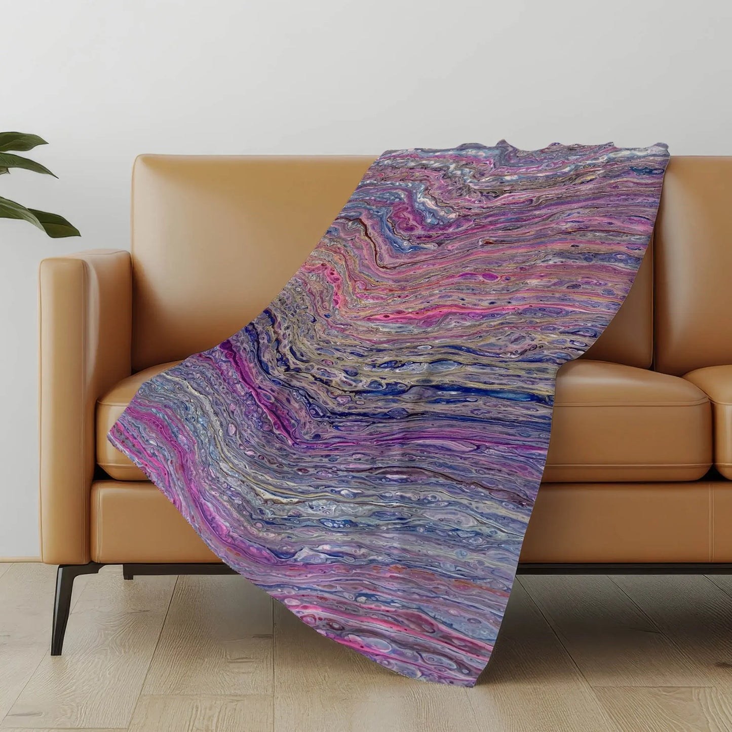 50" X 70" Lavender Blue And Ivory Abstract Microfiber Plush Throw Blanket - Homeroots - Flyclothing LLC