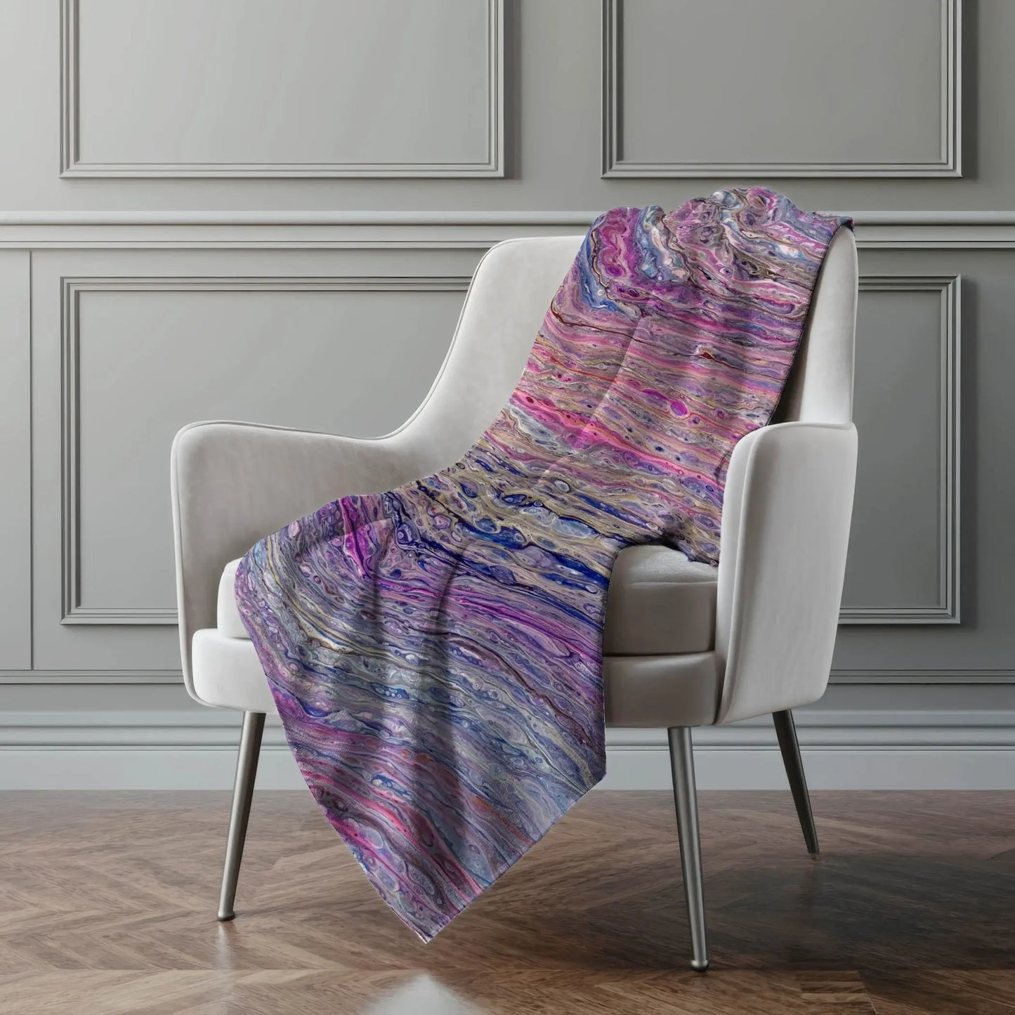 50" X 70" Lavender Blue And Ivory Abstract Microfiber Plush Throw Blanket - Homeroots - Flyclothing LLC