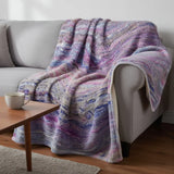50" X 70" Lavender Blue And Ivory Abstract Microfiber Plush Throw Blanket - Homeroots - Flyclothing LLC