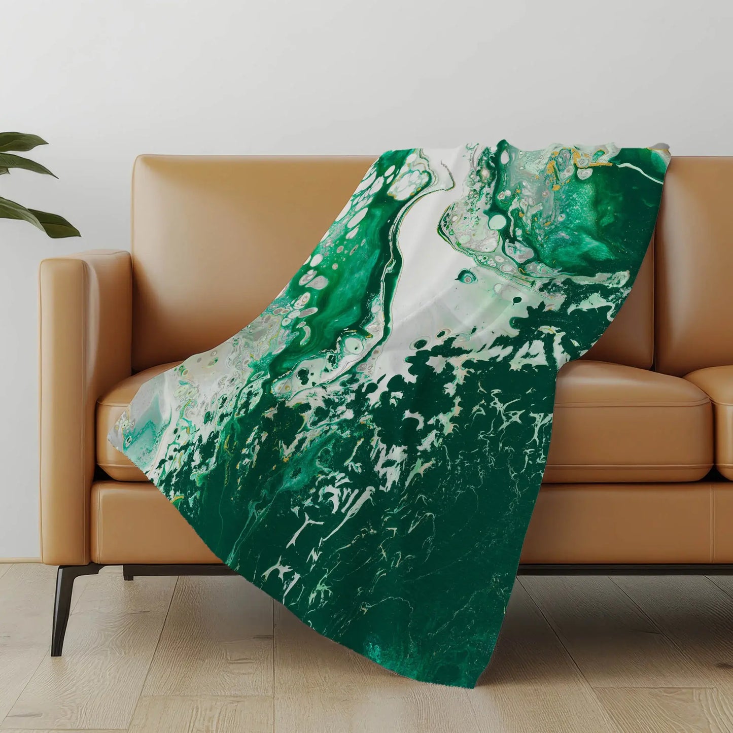 50" X 70" Green And Ivory Abstract Microfiber Plush Throw Blanket - Homeroots - Flyclothing LLC