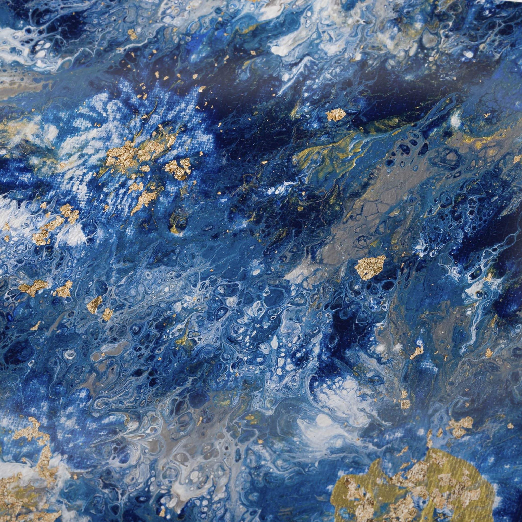 50" X 70" Blue Ivory And Gold Abstract Microfiber Plush Throw Blanket - Homeroots - Flyclothing LLC