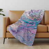 50" X 70" Purple Ivory And Teal Abstract Microfiber Plush Throw Blanket - Homeroots - Flyclothing LLC