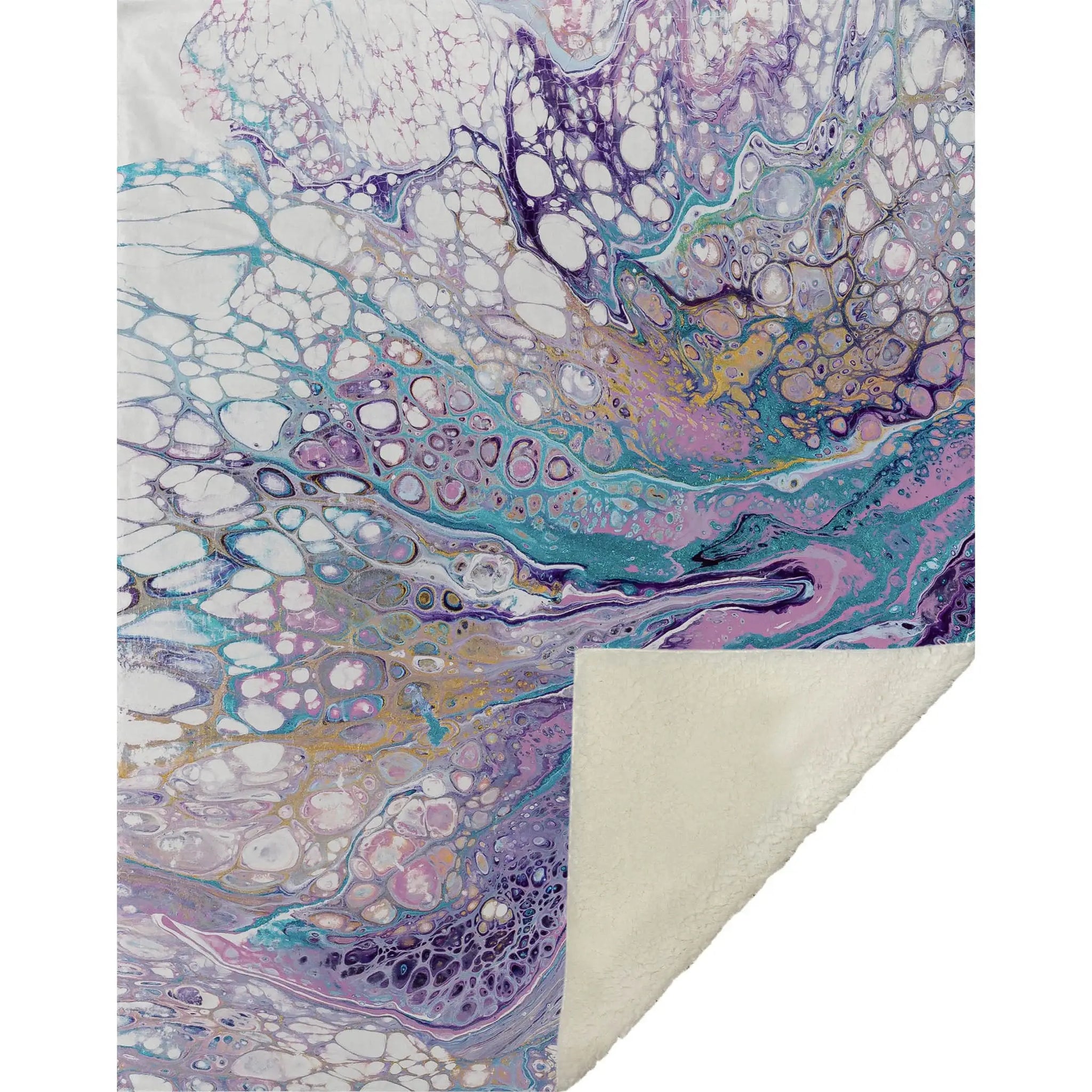50" X 70" Purple Ivory And Teal Abstract Microfiber Plush Throw Blanket - Homeroots - Flyclothing LLC