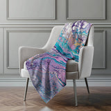 50" X 70" Purple Ivory And Teal Abstract Microfiber Plush Throw Blanket - Homeroots - Flyclothing LLC