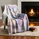 50" X 70" Purple Ivory And Teal Abstract Microfiber Plush Throw Blanket - Homeroots - Flyclothing LLC