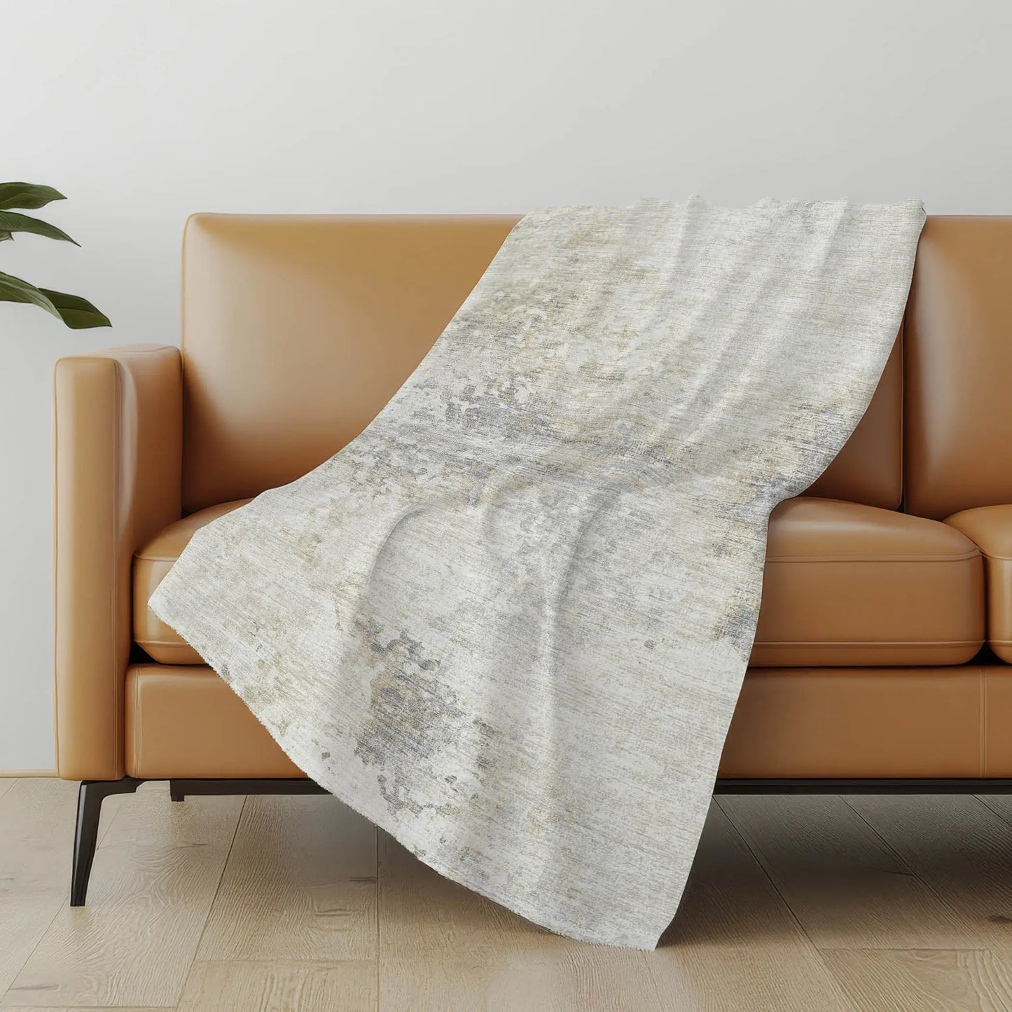 50" X 70" Ivory And Beige Abstract Microfiber Plush Throw Blanket - Homeroots - Flyclothing LLC