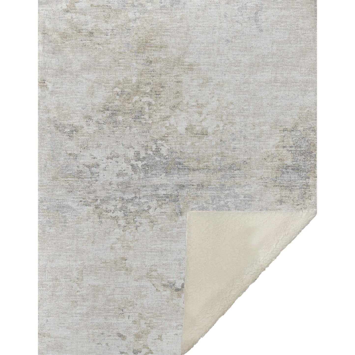 50" X 70" Ivory And Beige Abstract Microfiber Plush Throw Blanket - Homeroots - Flyclothing LLC