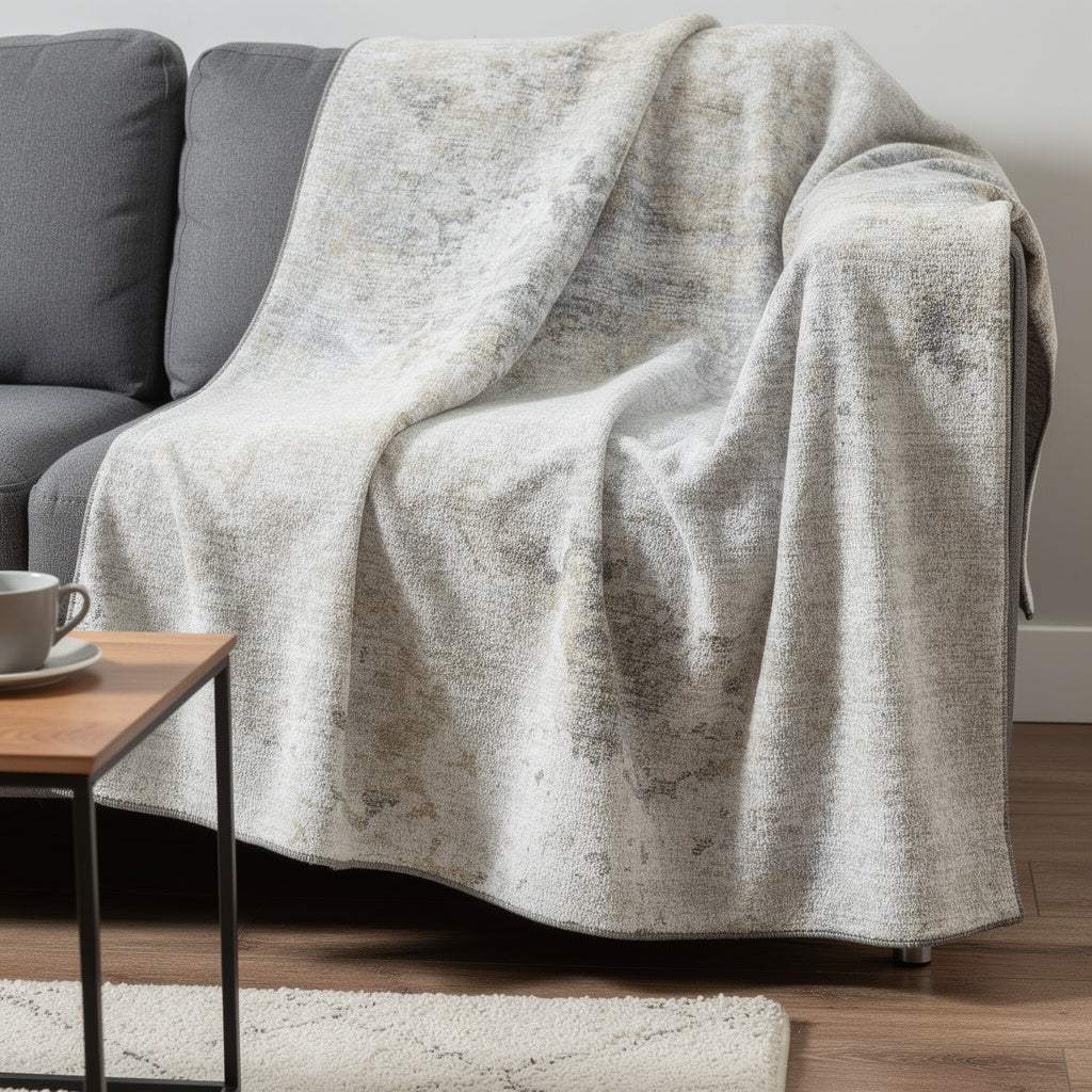 50" X 70" Ivory And Beige Abstract Microfiber Plush Throw Blanket - Homeroots - Flyclothing LLC