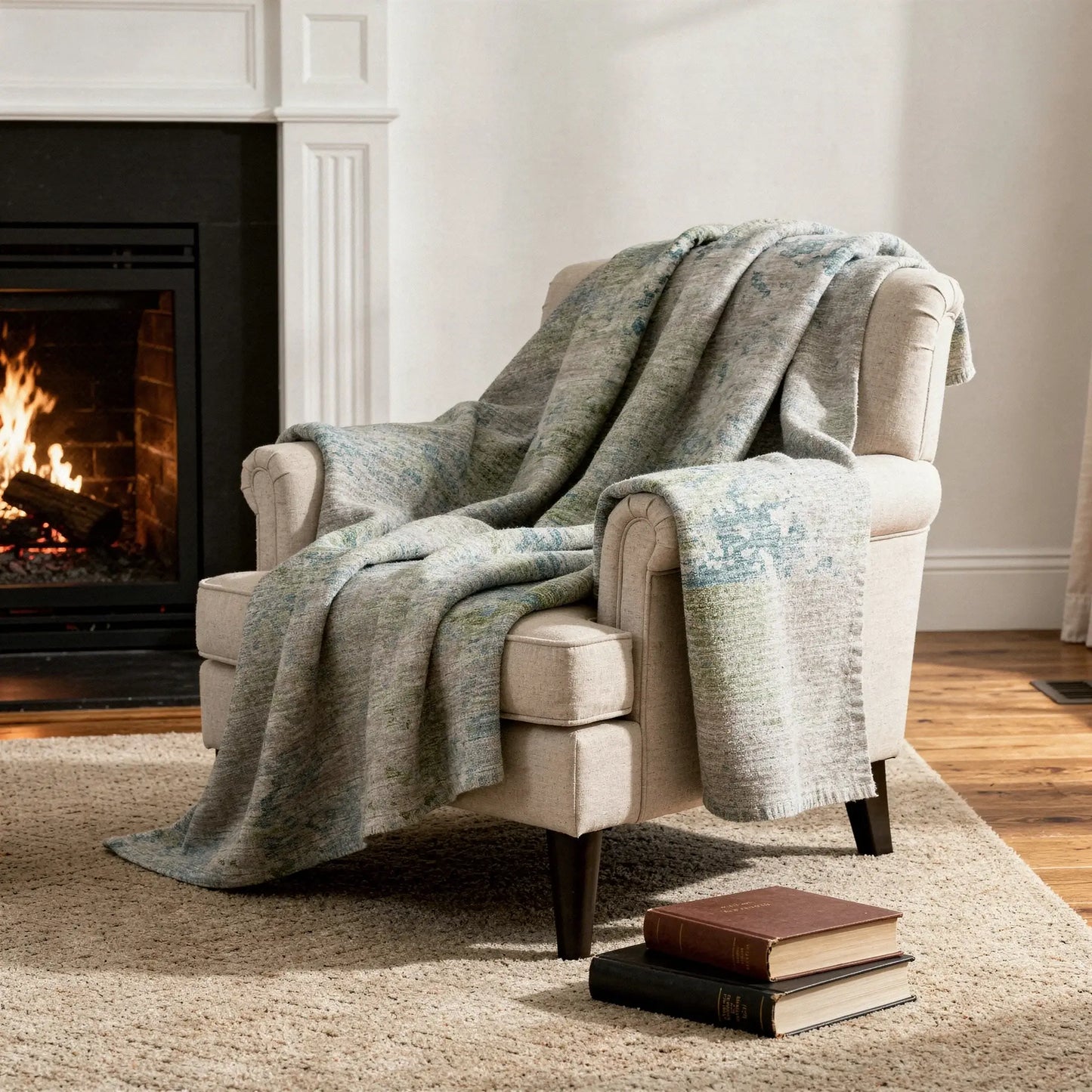50" X 70" Green Teal And Beige Abstract Microfiber Plush Throw Blanket - Homeroots - Flyclothing LLC