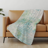50" X 70" Green Teal And Beige Abstract Microfiber Plush Throw Blanket - Homeroots - Flyclothing LLC