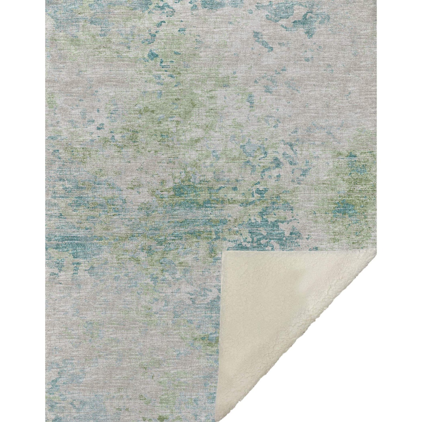 50" X 70" Green Teal And Beige Abstract Microfiber Plush Throw Blanket - Homeroots - Flyclothing LLC