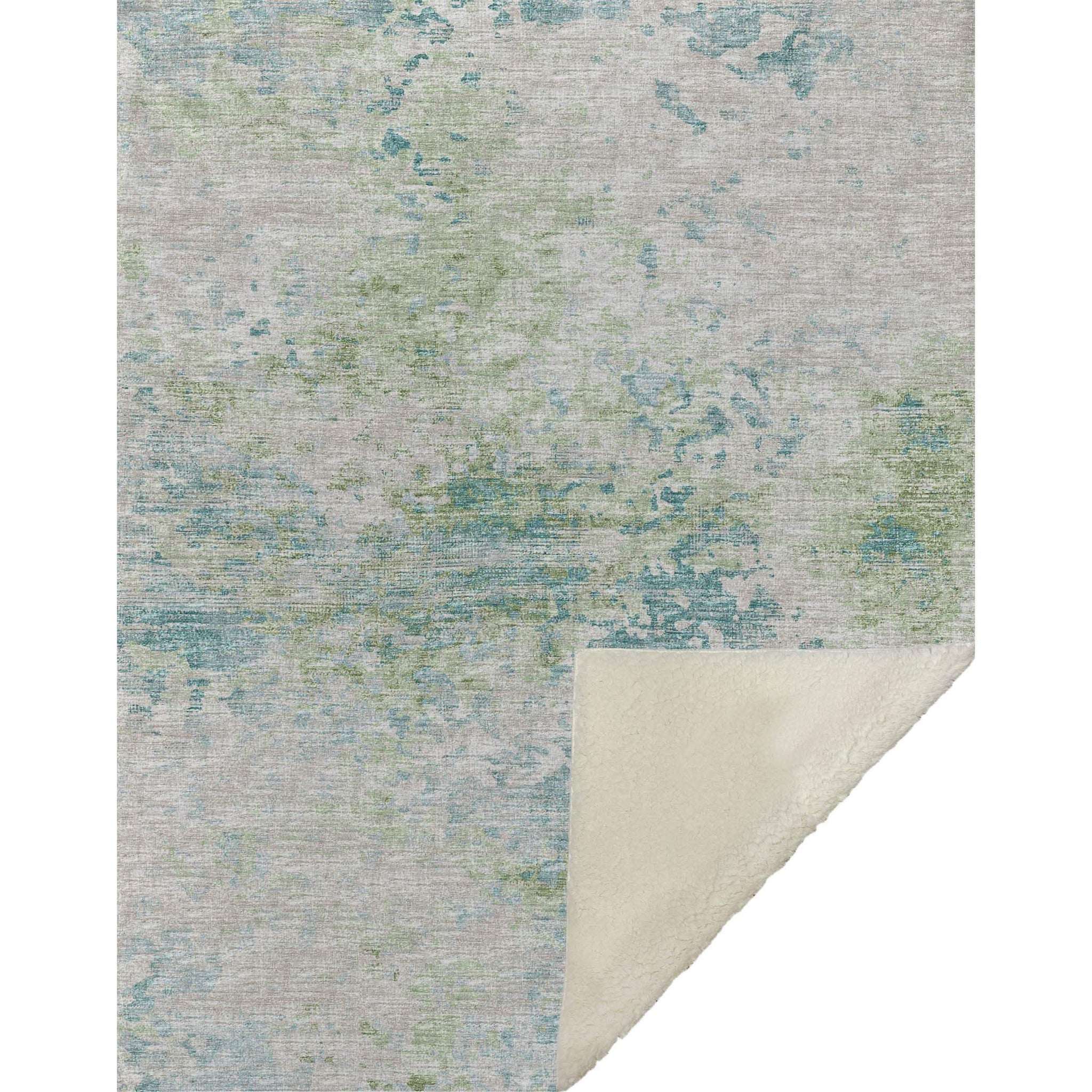 50" X 70" Green Teal And Beige Abstract Microfiber Plush Throw Blanket - Homeroots - Flyclothing LLC