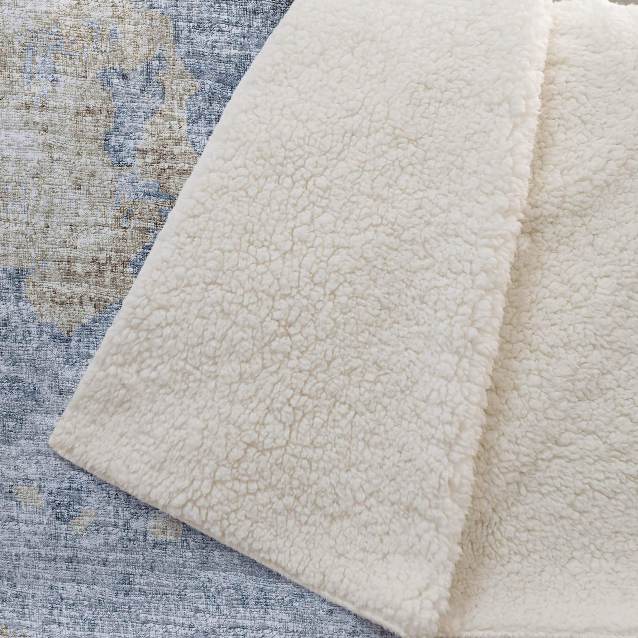 50" X 70" Blue Gold And Silver Abstract Microfiber Plush Throw Blanket - Homeroots - Flyclothing LLC