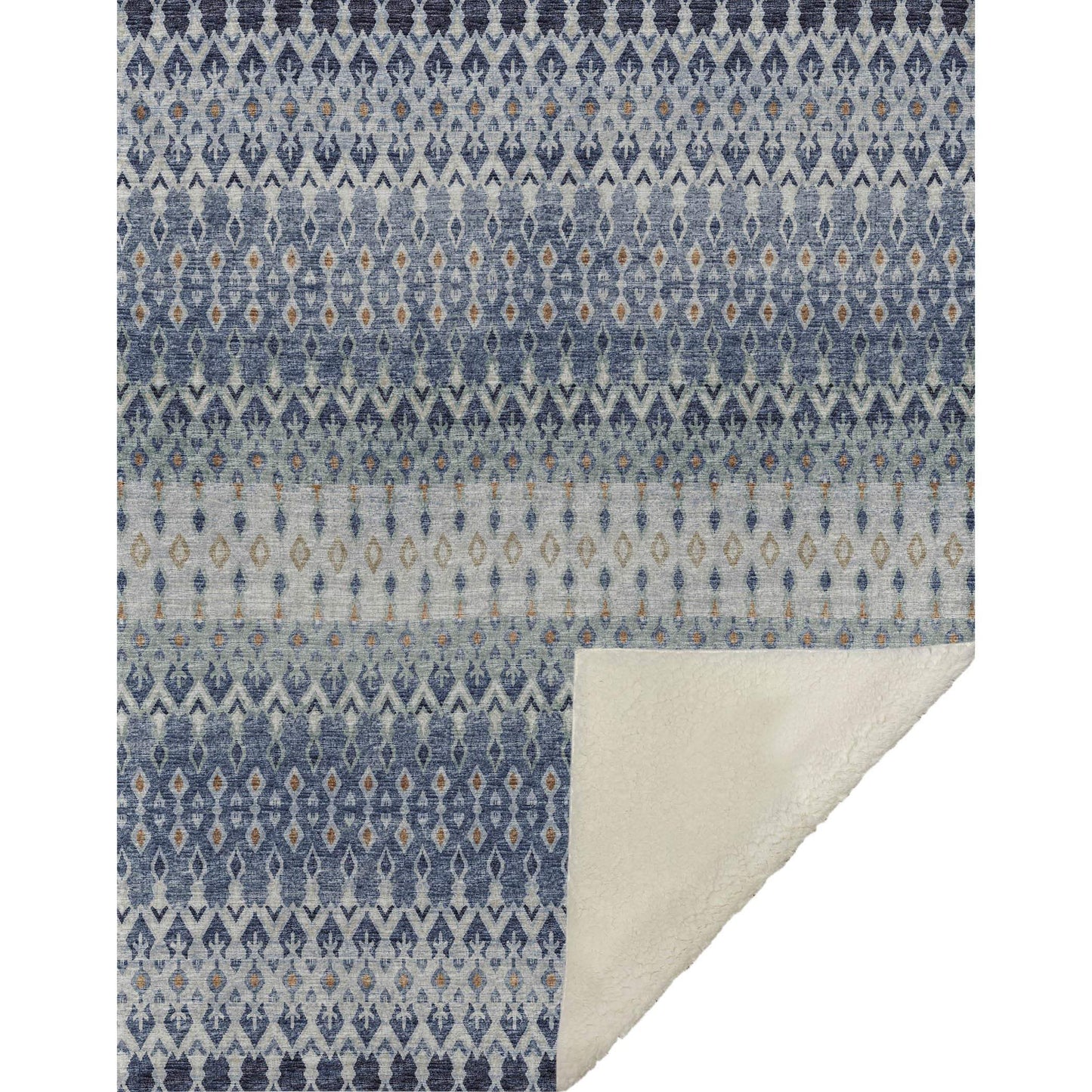 50" X 70" Blue And Orange Geometric Microfiber Plush Throw Blanket - Homeroots - Flyclothing LLC