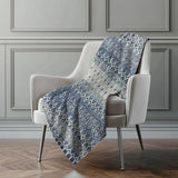50" X 70" Blue And Orange Geometric Microfiber Plush Throw Blanket - Homeroots - Flyclothing LLC