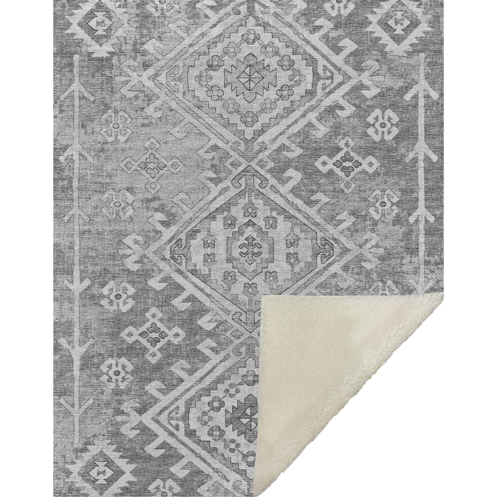 50" X 70" Pewter And Beige Southwestern Microfiber Plush Throw Blanket - Homeroots - Flyclothing LLC