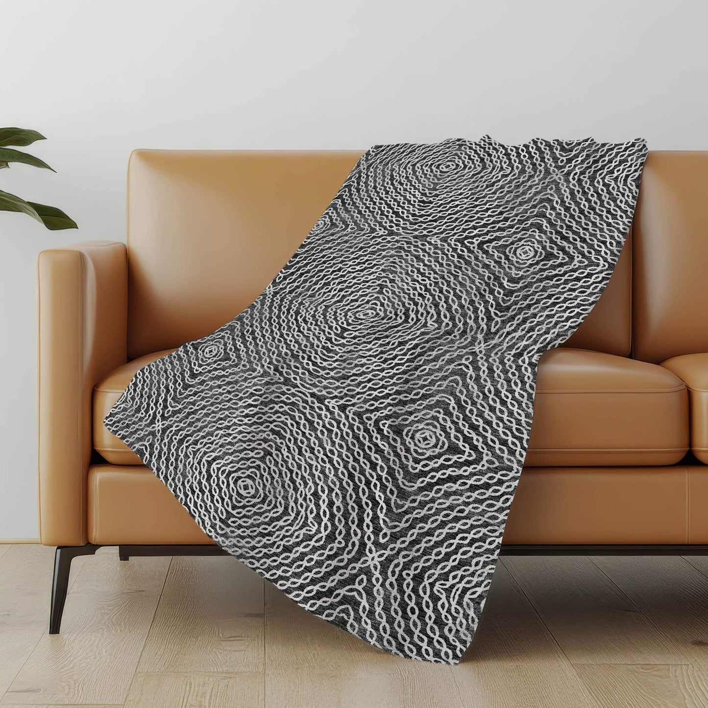 50" X 70" Charcoal And Ivory Abstract Microfiber Plush Throw Blanket - Homeroots - Flyclothing LLC