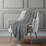 50" X 70" Charcoal And Ivory Abstract Microfiber Plush Throw Blanket - Homeroots - Flyclothing LLC
